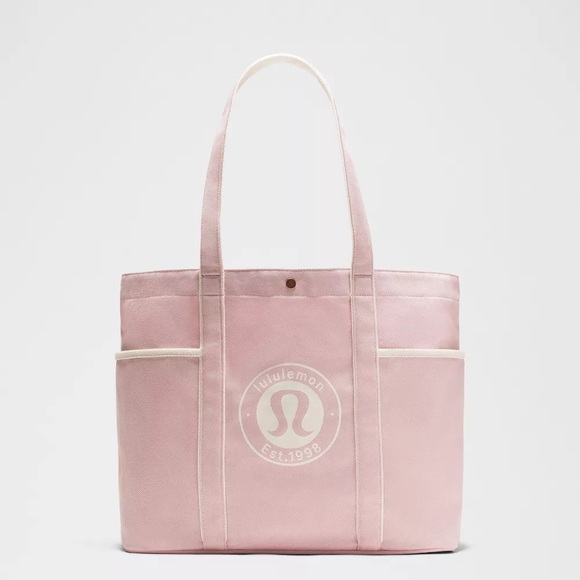 lululemon athletica Other - Lululemon Daily Multi-Pocket Canvas Tote Bag 20L Logo- Mink Berry/Light Ivory